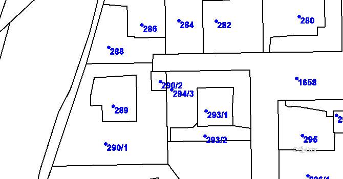 Parcela st. 294/3 v KÚ Hlubočepy, Katastrální mapa