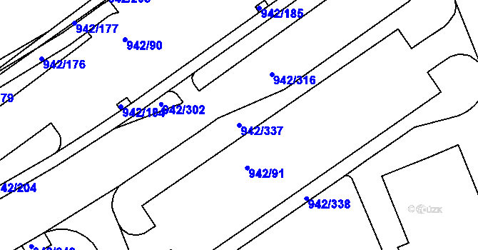 Parcela st. 942/337 v KÚ Hlubočepy, Katastrální mapa