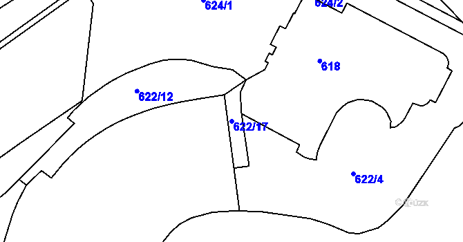 Parcela st. 622/17 v KÚ Hlubočepy, Katastrální mapa