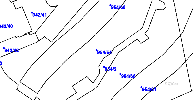 Parcela st. 954/64 v KÚ Hlubočepy, Katastrální mapa