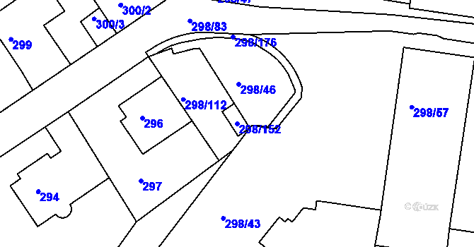 Parcela st. 298/152 v KÚ Motol, Katastrální mapa