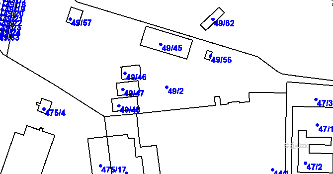 Parcela st. 49/2 v KÚ Motol, Katastrální mapa