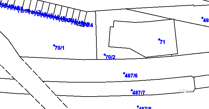Parcela st. 70/2 v KÚ Motol, Katastrální mapa