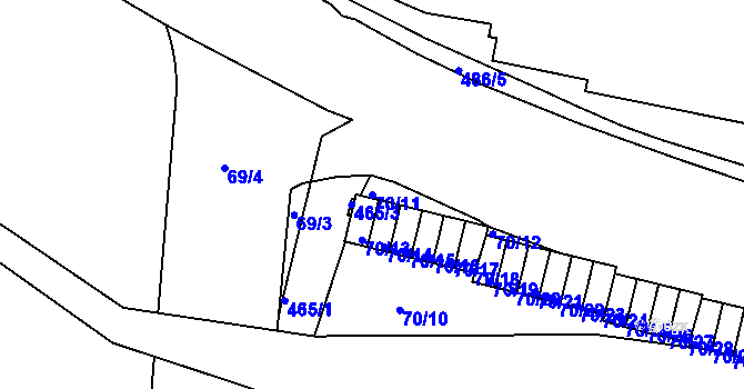 Parcela st. 70/11 v KÚ Motol, Katastrální mapa