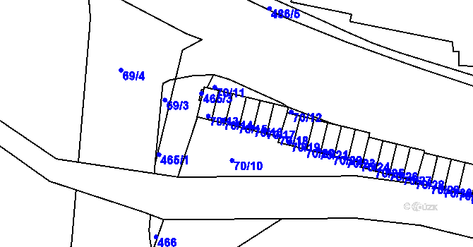 Parcela st. 70/15 v KÚ Motol, Katastrální mapa