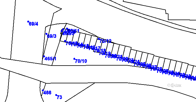 Parcela st. 70/19 v KÚ Motol, Katastrální mapa