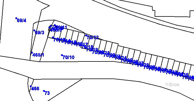 Parcela st. 70/21 v KÚ Motol, Katastrální mapa