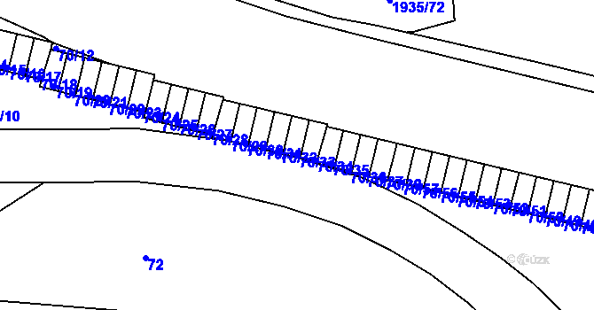 Parcela st. 70/33 v KÚ Motol, Katastrální mapa