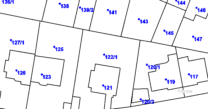 Parcela st. 122/1 v KÚ Motol, Katastrální mapa
