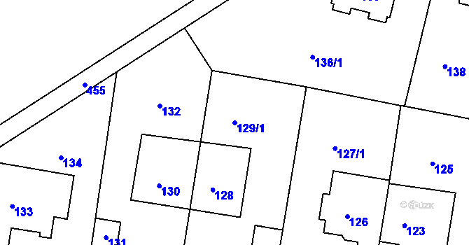 Parcela st. 129/1 v KÚ Motol, Katastrální mapa