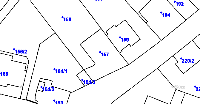 Parcela st. 157 v KÚ Motol, Katastrální mapa
