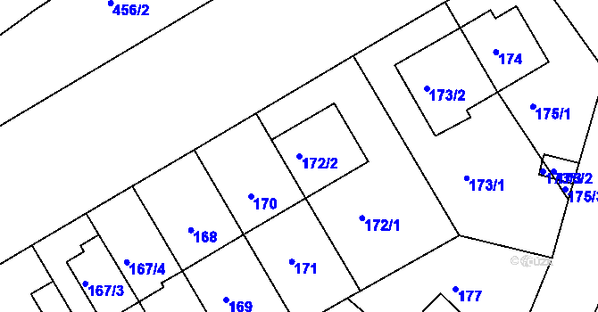 Parcela st. 172/2 v KÚ Motol, Katastrální mapa