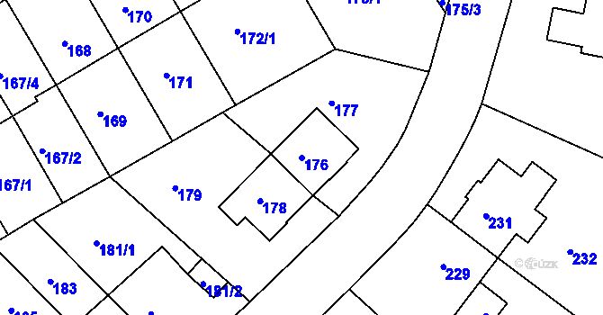 Parcela st. 176 v KÚ Motol, Katastrální mapa