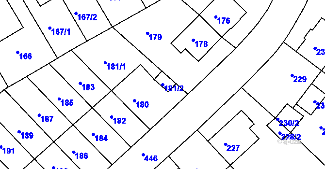 Parcela st. 181/2 v KÚ Motol, Katastrální mapa