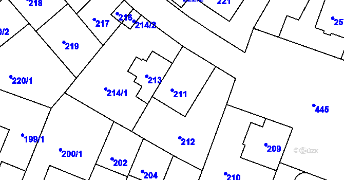 Parcela st. 211 v KÚ Motol, Katastrální mapa
