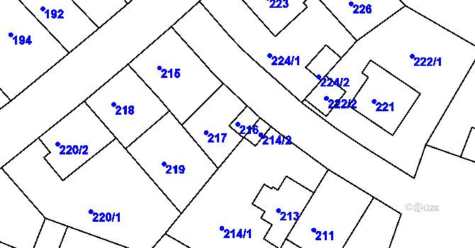 Parcela st. 216 v KÚ Motol, Katastrální mapa