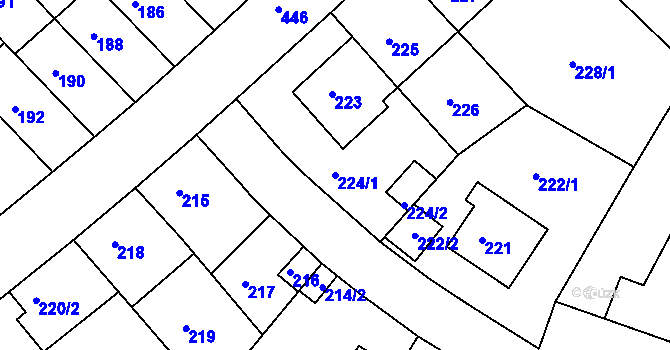 Parcela st. 224/1 v KÚ Motol, Katastrální mapa