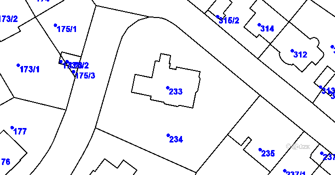 Parcela st. 233 v KÚ Motol, Katastrální mapa