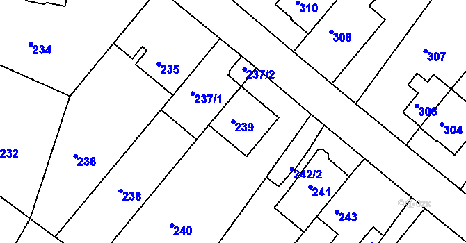 Parcela st. 239 v KÚ Motol, Katastrální mapa