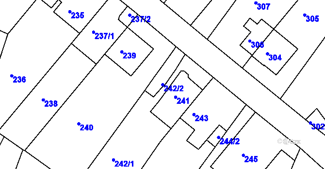 Parcela st. 242/2 v KÚ Motol, Katastrální mapa