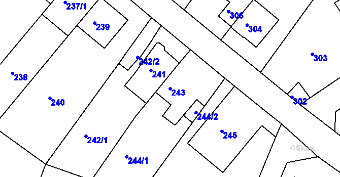 Parcela st. 243 v KÚ Motol, Katastrální mapa