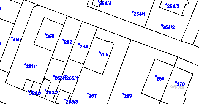 Parcela st. 266 v KÚ Motol, Katastrální mapa