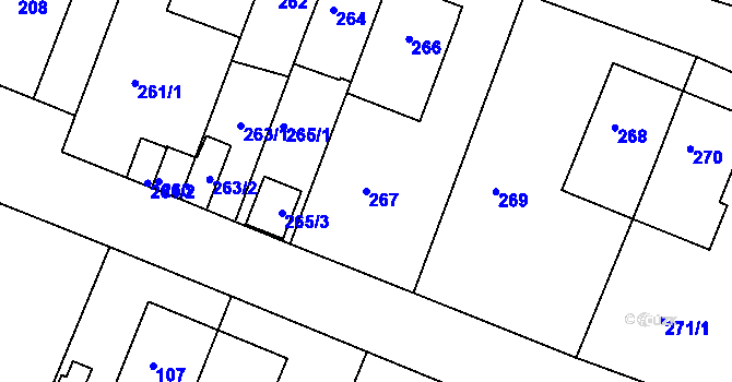 Parcela st. 267 v KÚ Motol, Katastrální mapa