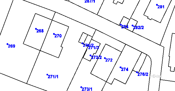 Parcela st. 271/3 v KÚ Motol, Katastrální mapa
