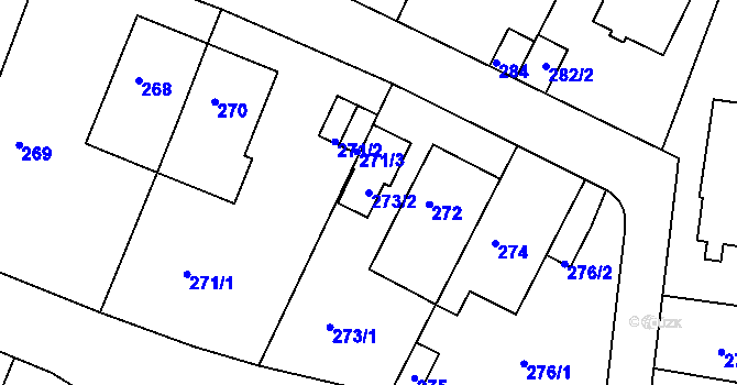 Parcela st. 273/2 v KÚ Motol, Katastrální mapa