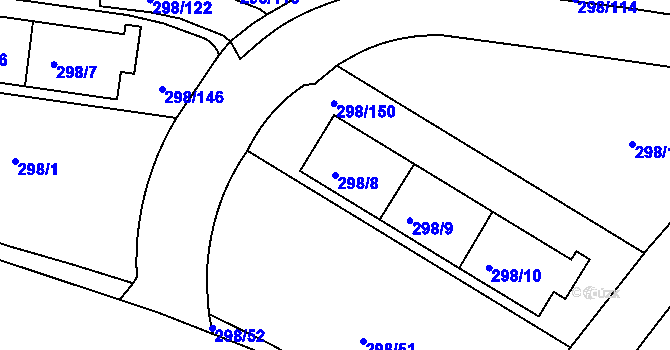 Parcela st. 298/8 v KÚ Motol, Katastrální mapa