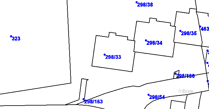 Parcela st. 298/33 v KÚ Motol, Katastrální mapa