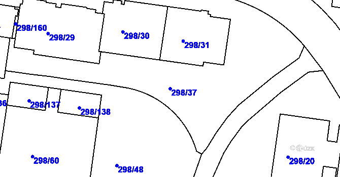 Parcela st. 298/37 v KÚ Motol, Katastrální mapa