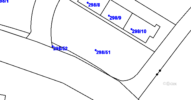 Parcela st. 298/51 v KÚ Motol, Katastrální mapa