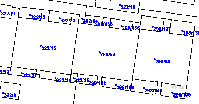 Parcela st. 298/59 v KÚ Motol, Katastrální mapa