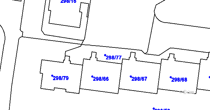 Parcela st. 298/77 v KÚ Motol, Katastrální mapa