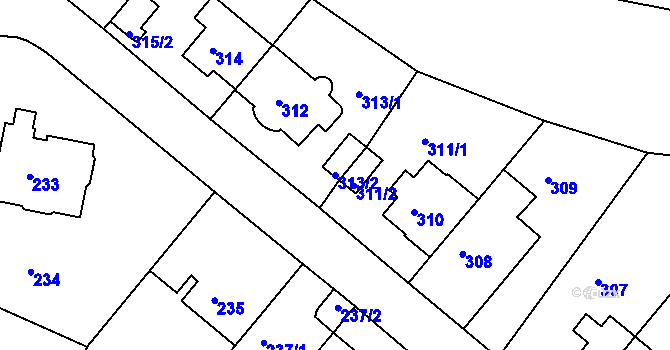 Parcela st. 313/2 v KÚ Motol, Katastrální mapa