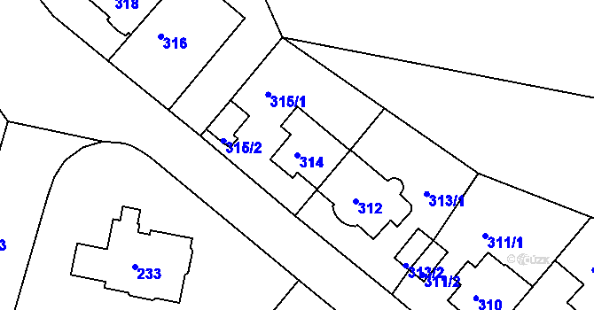 Parcela st. 314 v KÚ Motol, Katastrální mapa