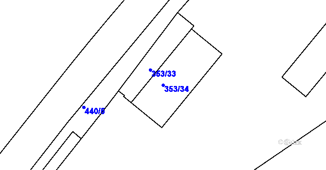 Parcela st. 353/34 v KÚ Motol, Katastrální mapa