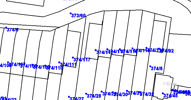 Parcela st. 374/112 v KÚ Motol, Katastrální mapa