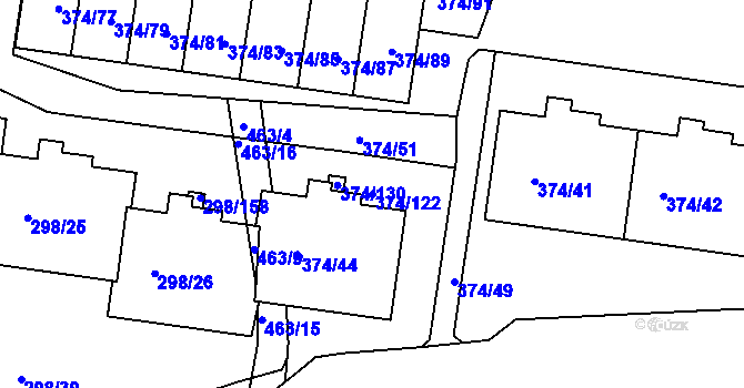Parcela st. 374/122 v KÚ Motol, Katastrální mapa