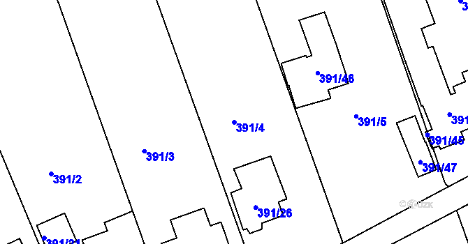 Parcela st. 391/4 v KÚ Motol, Katastrální mapa