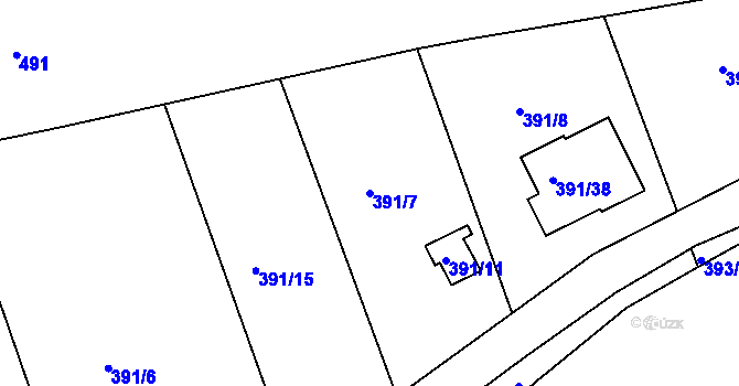 Parcela st. 391/7 v KÚ Motol, Katastrální mapa