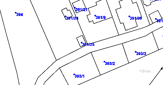 Parcela st. 391/25 v KÚ Motol, Katastrální mapa