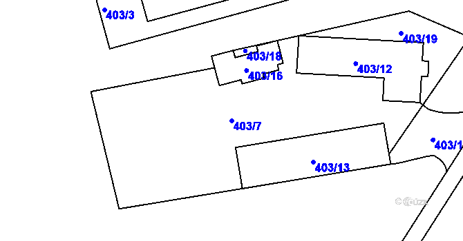 Parcela st. 403/7 v KÚ Motol, Katastrální mapa