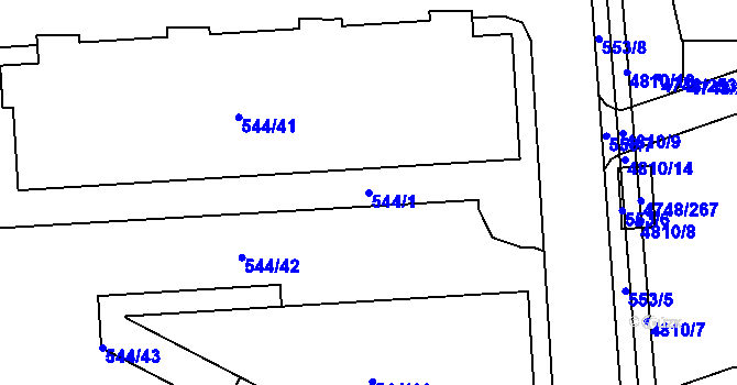 Parcela st. 544/1 v KÚ Motol, Katastrální mapa
