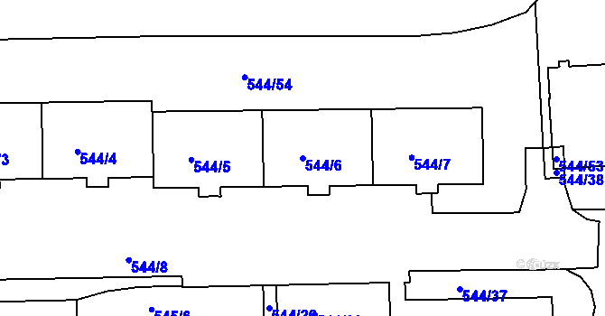 Parcela st. 544/6 v KÚ Motol, Katastrální mapa