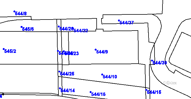 Parcela st. 544/9 v KÚ Motol, Katastrální mapa