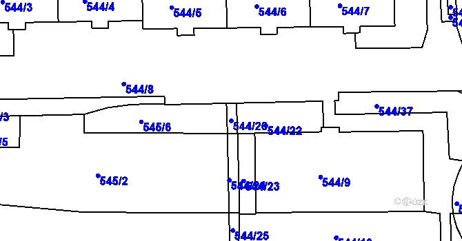 Parcela st. 544/26 v KÚ Motol, Katastrální mapa