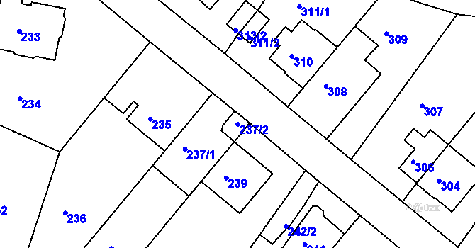 Parcela st. 237/2 v KÚ Motol, Katastrální mapa
