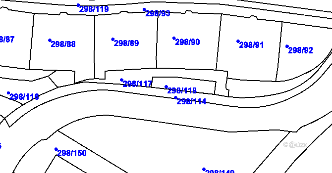 Parcela st. 298/118 v KÚ Motol, Katastrální mapa